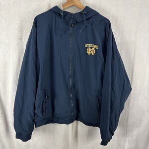 Vintage Weatherproof Notre Dame Fighting Irish Jacket Full Zip Blue Sz XL